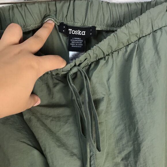 Toska Green Wide-Leg Pants Large - Picture 3 of 7